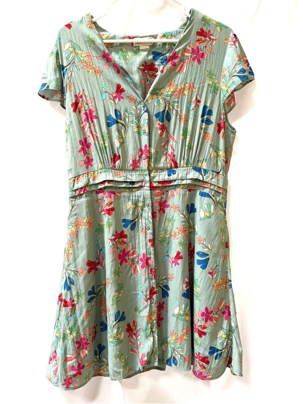 Molly Bracken Seafoam Green Mini Dress, Colorful, Floral